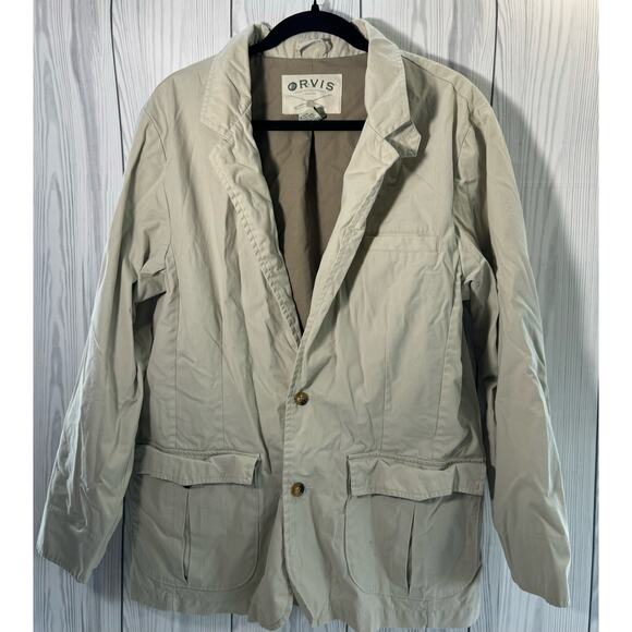 ORVIS Khaki Field Jacket Sports Coat Lined Pockets Size 40Regular (READ)  r1 - Picture 1 of 8